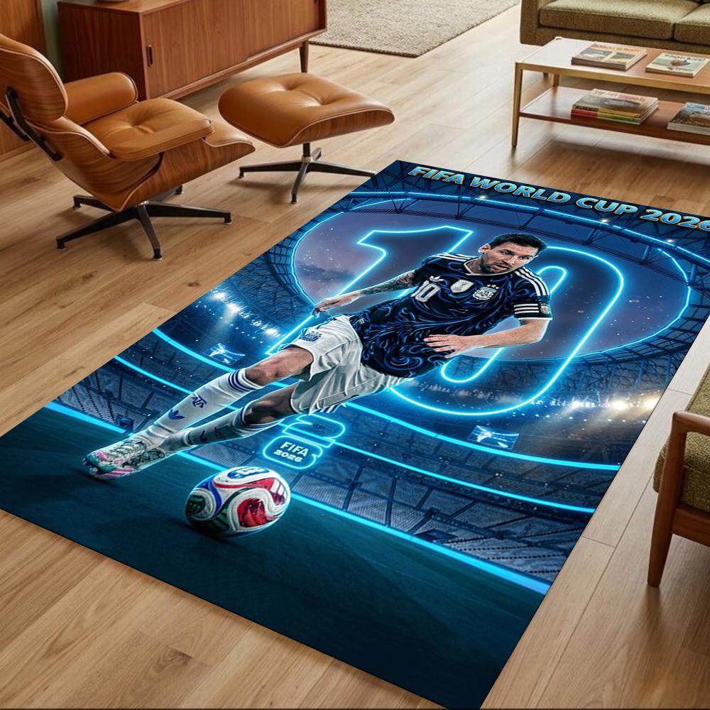 Football Messi Floor Mat Suitable for Kitchen Entryway Hallway Dormitory Anti-slip Rug Decorate Offices Luxury Gift for Birthday, Christmas, Wedding