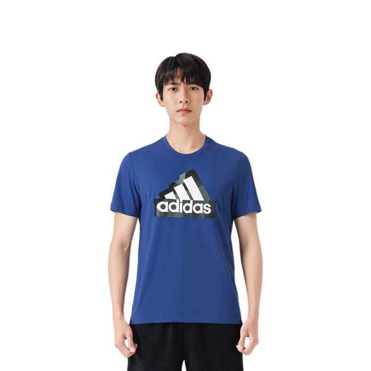 adidas T Shirts Men's Blue Crew Neck Moderate Straight Fit IN6228