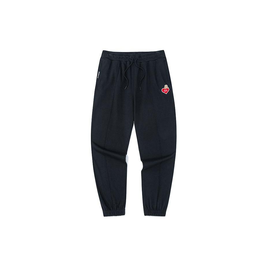 Anta Logo Print Drawstring Cuffed Sports Pants Women Bottoms Black 162238311-1 XL
