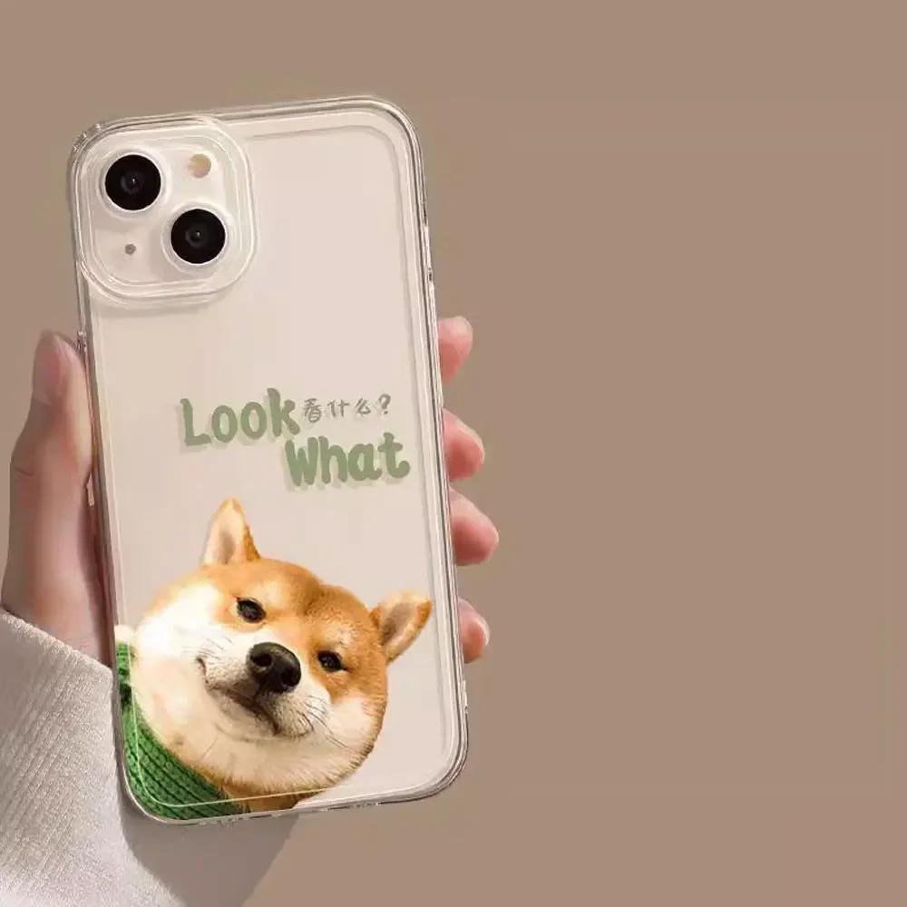 

Милый чехол для телефона с парой кот и собака для iPhone 16 15 14 13 12 11 Pro Max Mini 7 8 Plus SE4 16E Ударопрочный прозрачный чехол Fundas iPhone 12