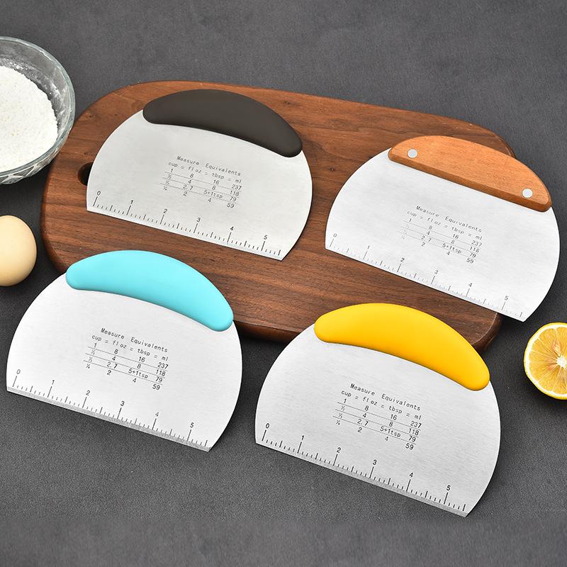 Stainless Steel Semicircular Dough Cutter & Cream Scraper with Scale - Baking Tool