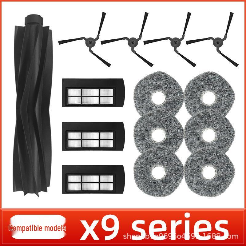 EUFY X9 Series Accessories: Main Brush, Screen Filter, Mop, Side Brush, Filter Element