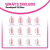 24 Pieces Square Shaped Nail Tips with French Tip 3D Stripes Designs Glossy Stick On Nail for Various Occasion