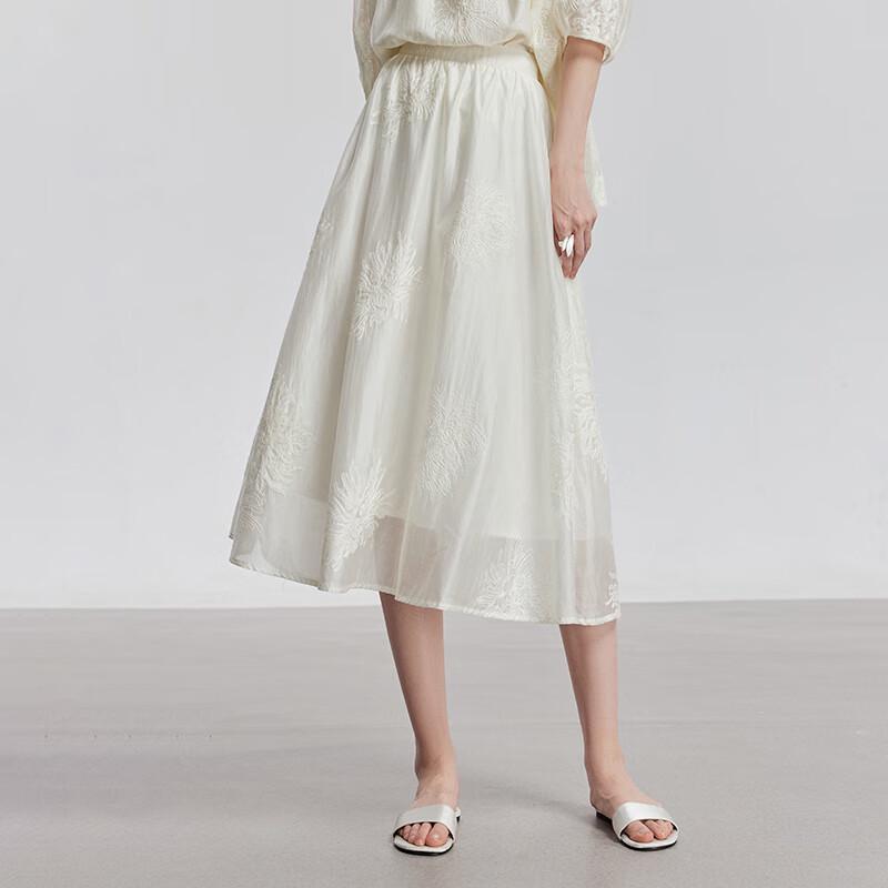 Chuyu 2025 Summer Embroidered Lyocell A-Line Maxi Skirt