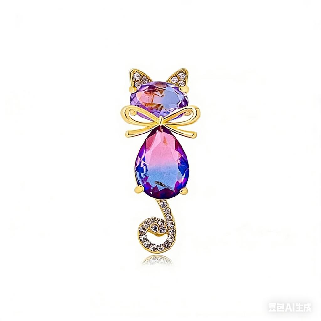 Exquisite Colorful Crystal Cat Shining Brooches Luxury Women Decoration Boutique Kitten Animal Rhinestone Coat Clothes Pin