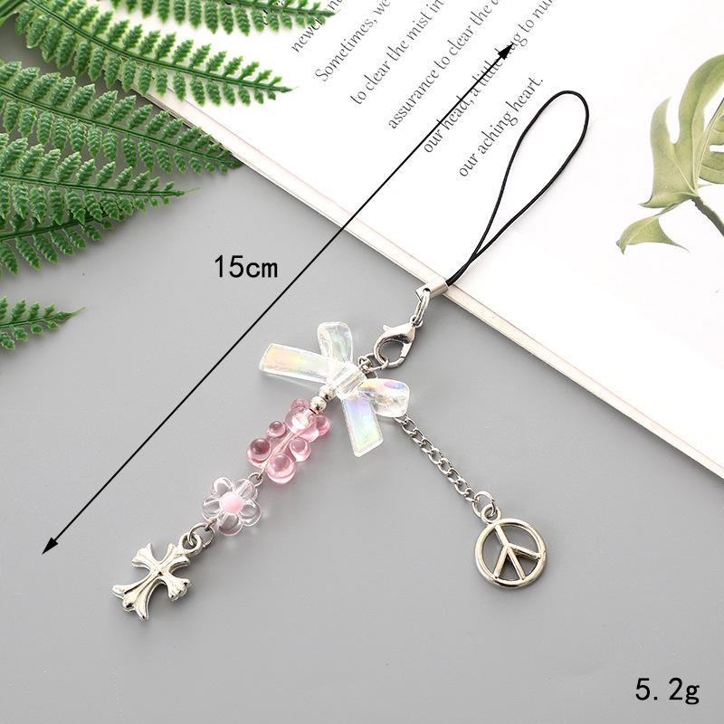 Handmade Colorful Bow Pendant Phone Case Keychain Lanyard Charm