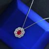 Gica Gema Colliers pendentif rubis en argent sterling 925 fleur 1,3 ct pierre précieuse rouge bijoux fins romantiques cadeaux de fête de mariage nouvelle tendance