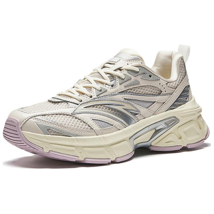 New Anta Pale Heron Cushioned Wear-Resistant Warm Low-Top Casual Shoes Women's Silver Gray Rice 122518895-4