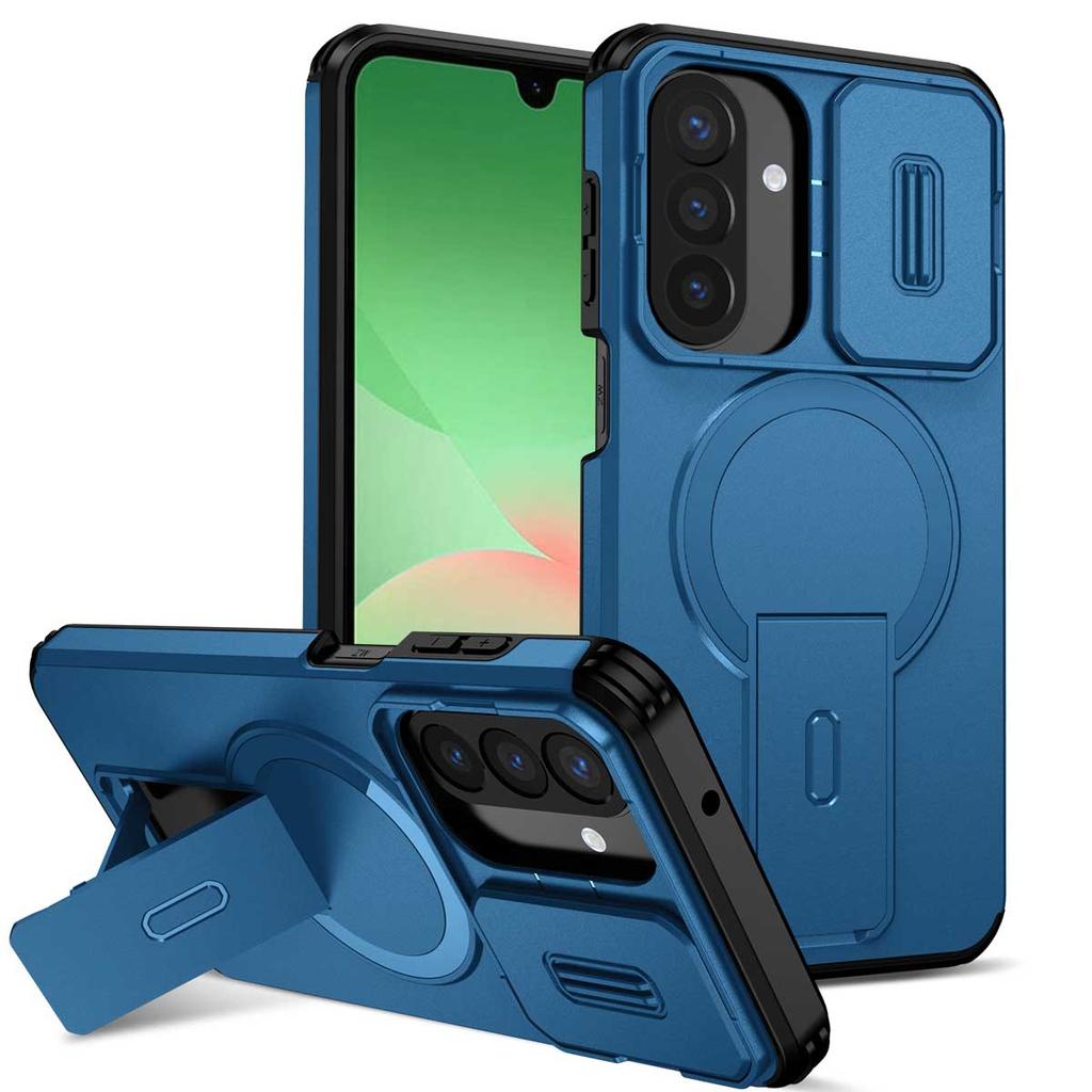 Voor Samsung Galaxy A57 A37 A17 A56 A36 A26 A16 A55 A35 A25 A15 Magnetische Ringhouder Schuifbare Camera Lens Bescherming Telefoonhoes