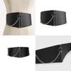 Chain Simple Decoration Women Elastic Wide Belt Cummerbund For Youth Fashion