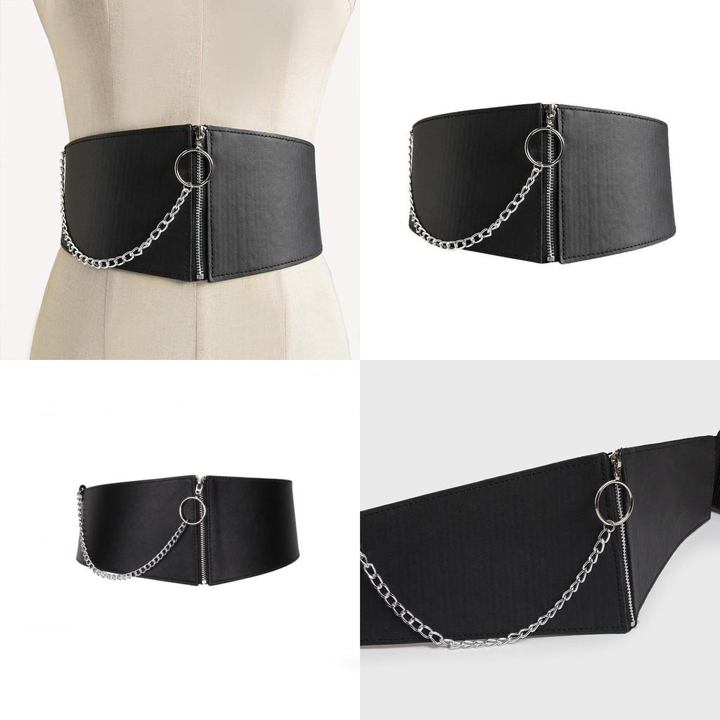 Chain Simple Decoration Women Elastic Wide Belt Cummerbund For Youth Fashion