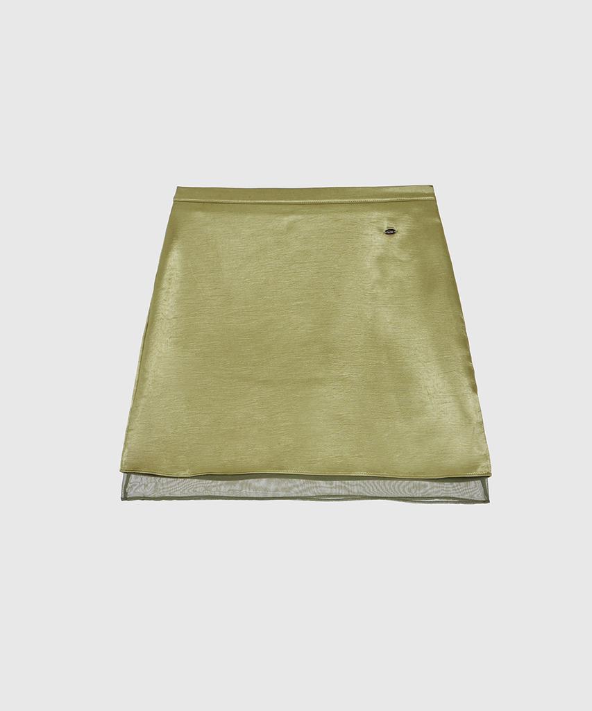 Heint Mist Double Layered Satin Mini Skirt 3Col_Olive