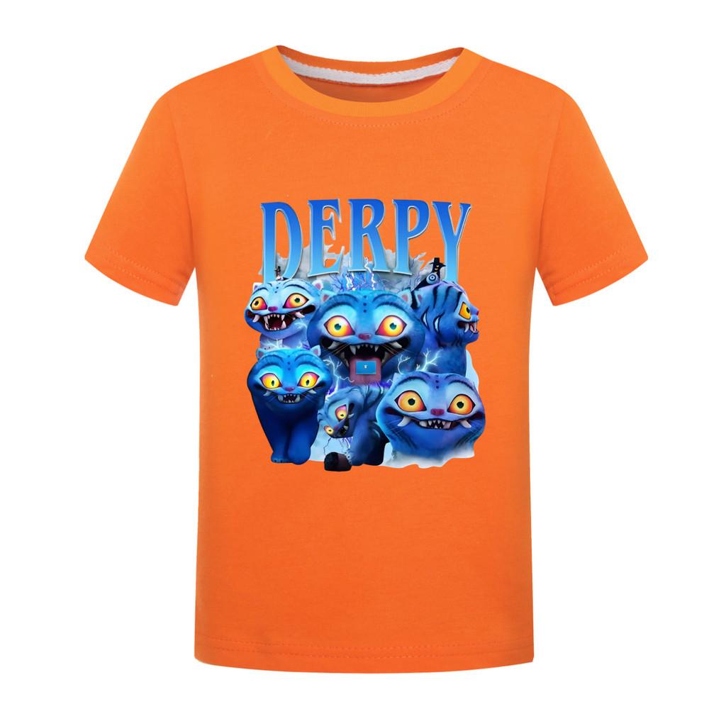 

4874 Kids Girls Boys Derpy Rumi Mira Zoey Print Casual Cotton Short Sleeves T-Shirt 170cm помаранчевий