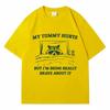 My Tummy Hurts But Im Being Brave T Shirt Funny Fashion  Women Oversized Tshirts Casual Raccoon Kawaii Streetwear