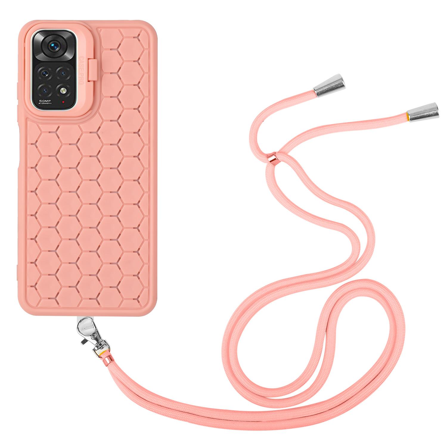 

For Xiaomi Redmi Note 11 Pro 4G (Mediatek)/Note 11 Pro 5G (Qualcomm)/Note 12 Pro 4G TPU Phone Case with Kickstand+Lanyard Pink