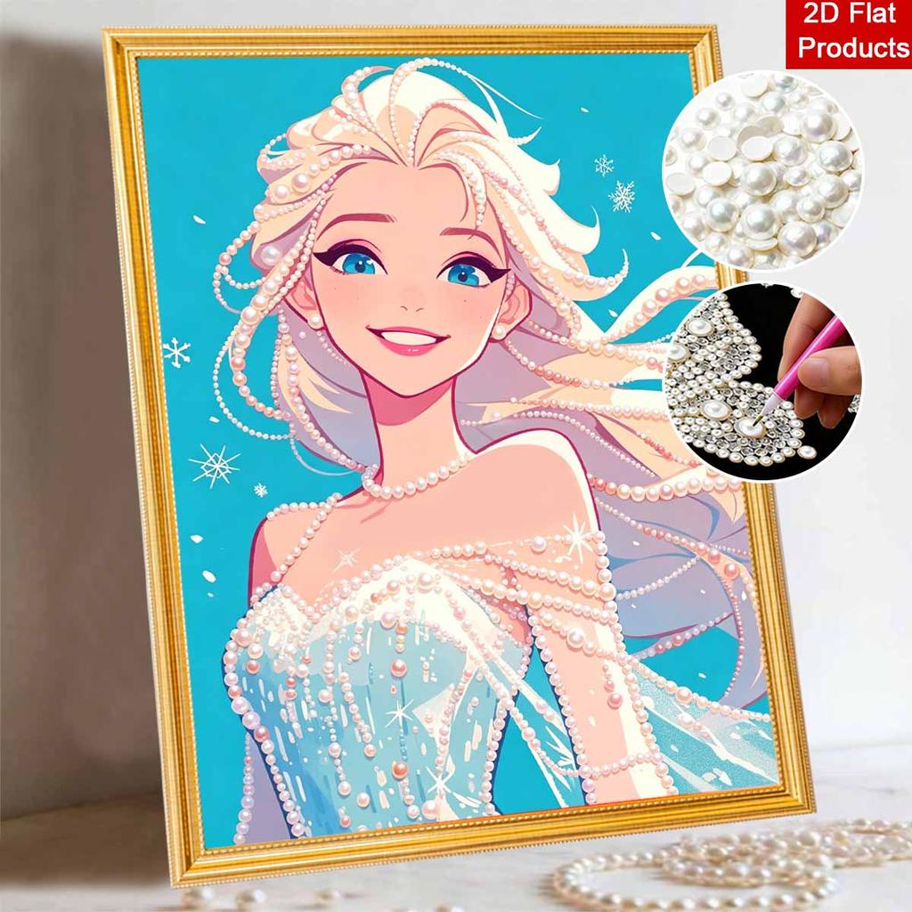 Disney Pearl Painting Princess Elsa DIY Pearl Art Painting Pearl Gem Painting Pictures Crafts Special Shape Home Wall Decoration