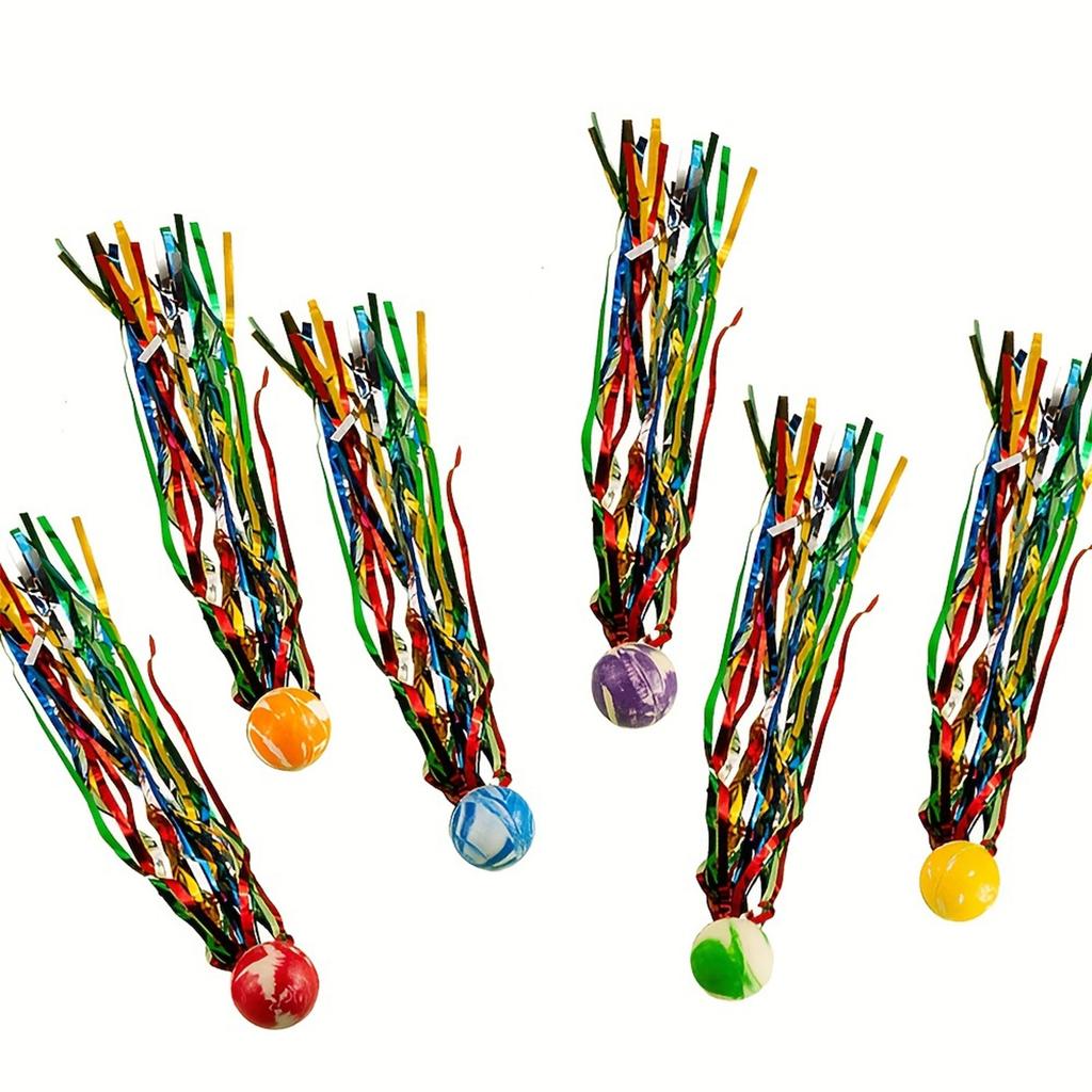 20pcs Gold Wire Ribbon Elastic Ball Interactive Shuttlecock Drawing Bouncing Ball Puzzle Toy