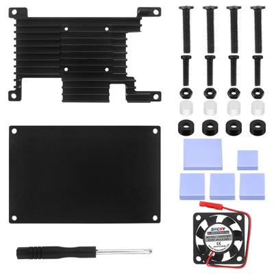 For  Cover for Orange Pi 4 LTS for Case Aluminum Alloy Enclouse Box with Cooling Fan Heatsink Pads