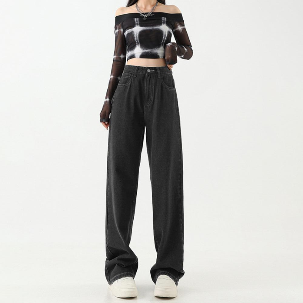 

Осень и зима новые высокая посадка и тонкие личность повседневный модный дизайн широкие брюки до пола уличный тренд джинсы 2XL