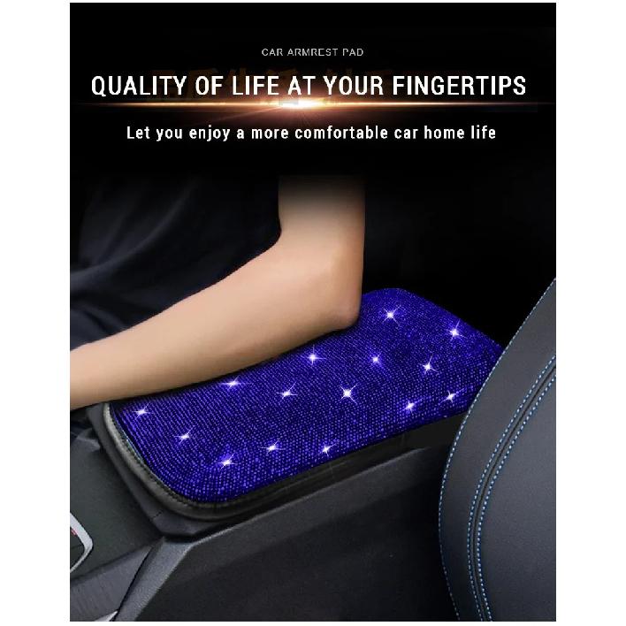 Bling Car Armrest Cover Auto Center Console Protective Cover Crystal Rhinestone Arm Rest Cushion Pad Car Accessories for Women