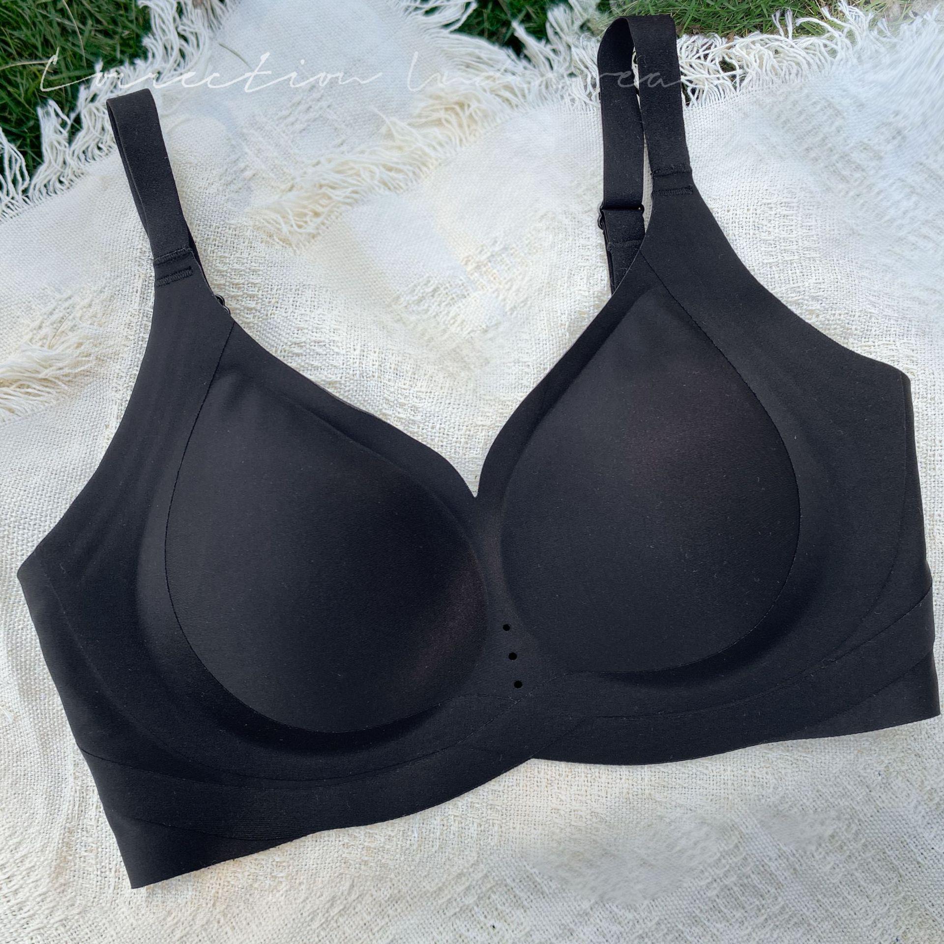 

Бесшовный бюстгальтер пуш-ап для маленькой груди, дышащий, с мягкой поддержкой, ощущение второй кожи, удобный, модный бюстгальтер с эффектом сбора. 34/M [90-105 lbs] чёрный