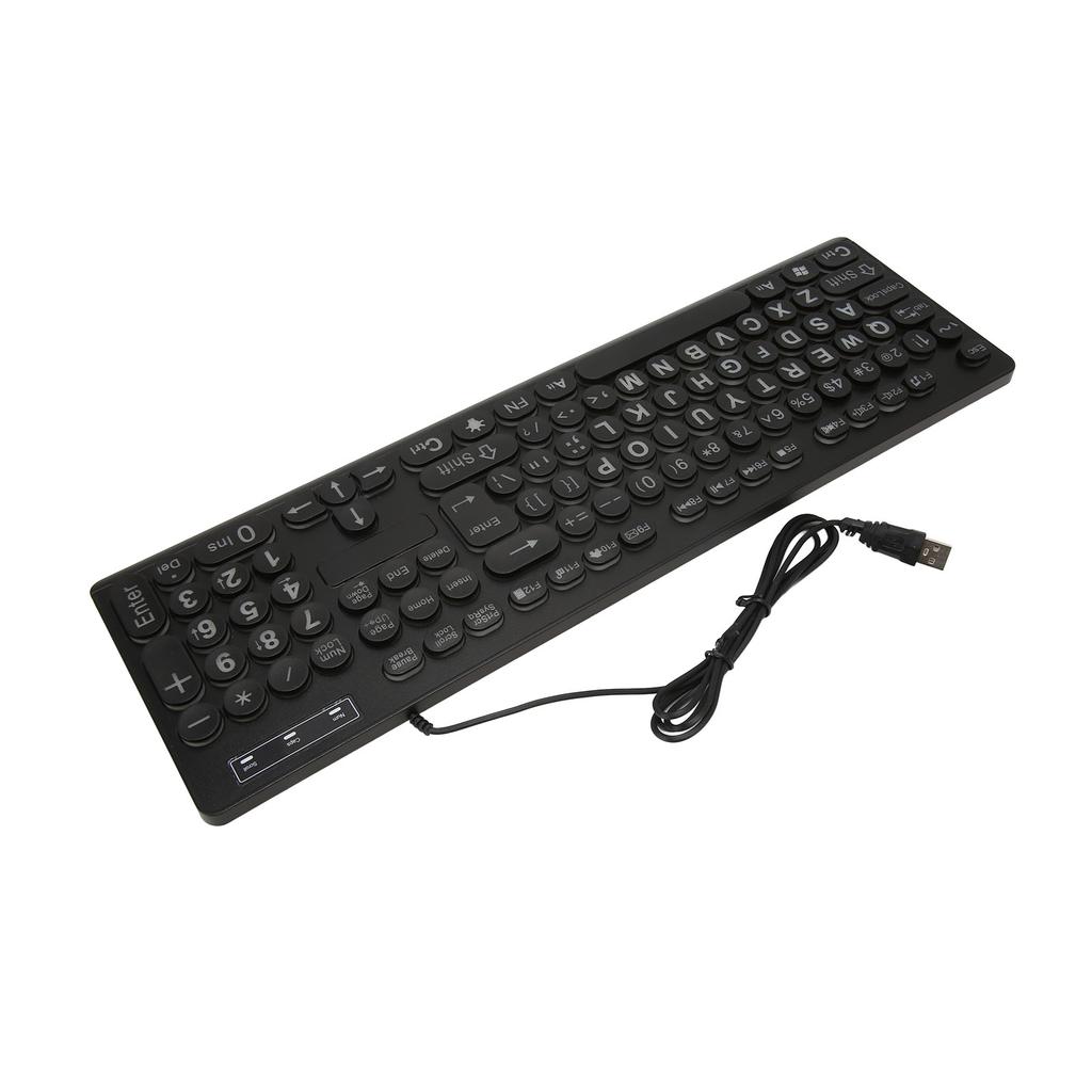 104 Tasten Kabelgebundene Tastatur mit Hintergrundbeleuchtung, Tastatur mit großem Druck, Business-Standard-Tastatur für ältere Menschen und Sehbehinderte