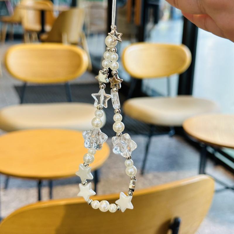 Mode Eisperle Stern Handykette Handgelenk Lanyard Hängeschnur Handy Anhänger Handyband Anhänger Dekoration