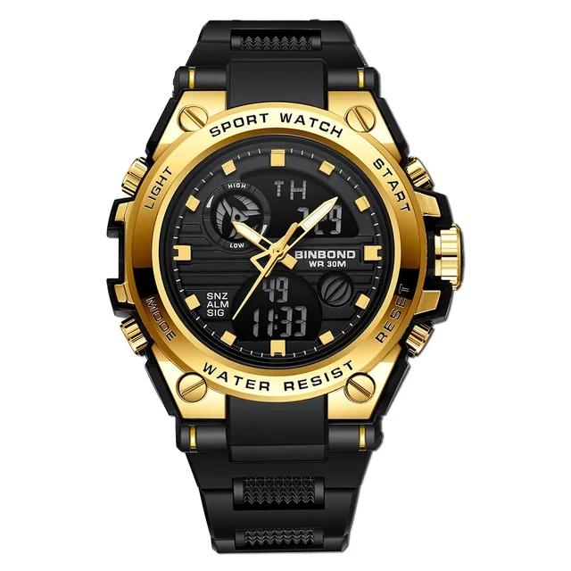 Binbond 885 B885 Electronic Dual Display Watch Sport Waterproof Silicone Belt Luminous Men's LED Digital Quartz Movement Watches