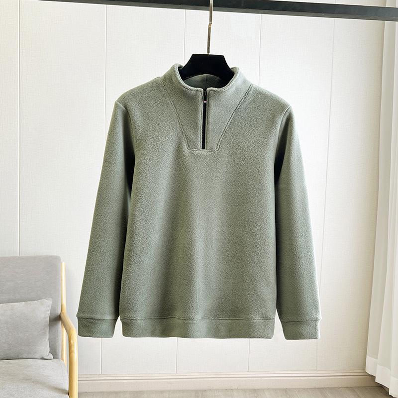 Men's Heavyweight Half-Zip Stand Collar Coral Fleece Sweatshirt - Super Warm Winter Casual Base Layer