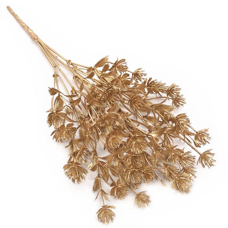 Artificial Gold And Silver Plants Leaf Christmas Decor Flower Arrangement Glitter Powder Fake Palm Branch Christmas Home Deco