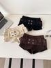 American Retro Low-Waist Corduroy Belted Shorts for Women - Autumn/Winter Fashion