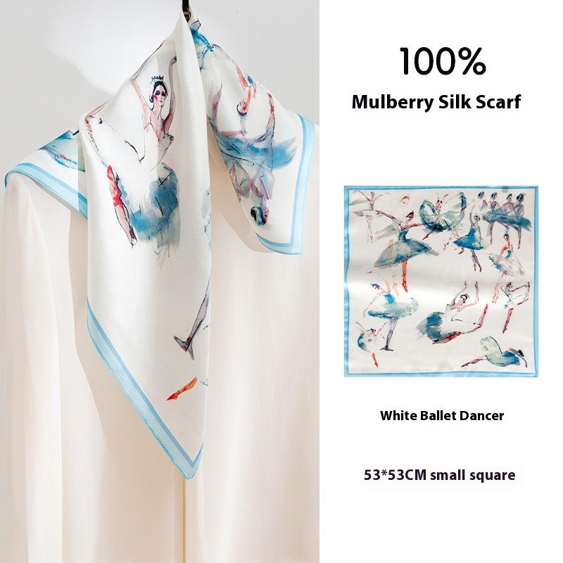 53Cm refreshing and skin-friendly 100% mulberry silk  small square scarf women's thin silk scarf neck advanced sense