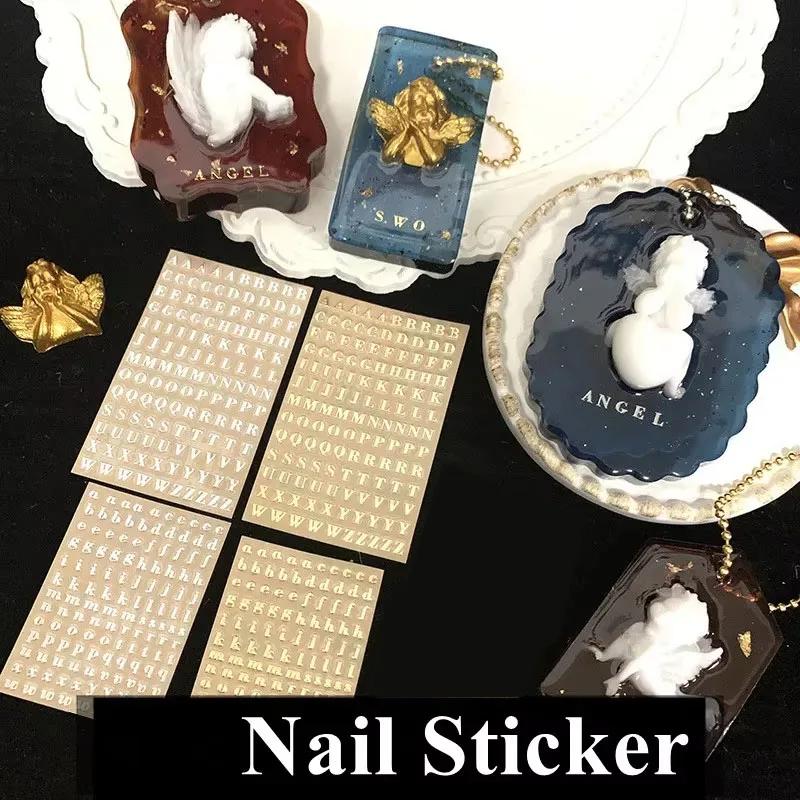 2 Pièces Métal 26 Mini Autocollants Décoratifs Alphabet Or Argent Résine Époxy Remplissage Pour Moules Silicone DIY Fabrication Artisanale Remplissages