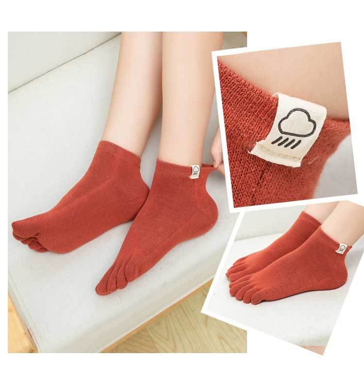 Socks For Women Five Finger Socks Female Sock Solid Color 5 Toe Sock Slippers Girls Lady Harajuku Sweat-absorbing Cotton Socks