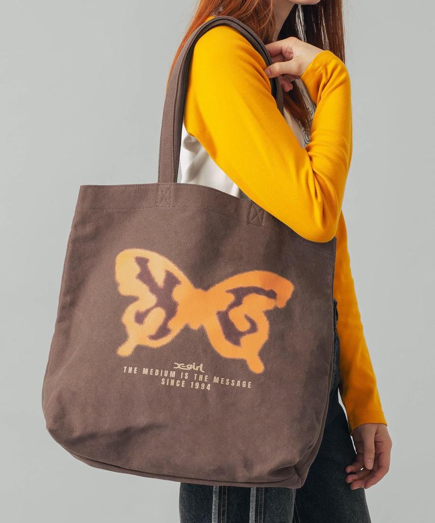 Spray Butterfly Print Tote Bag One Size [X-girl] (105244053002) Brown,