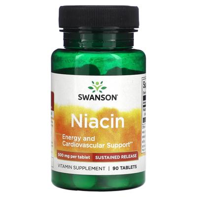 Swanson, Niacin, Extended Release, 500 Mg, 90 Tablets