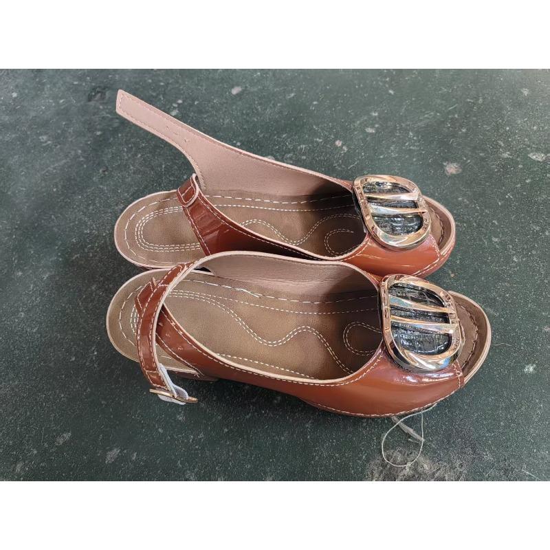 Plus-size Slip-on Sandals, High-heeled Peep-toe Sandals, Women's Beach Shoes