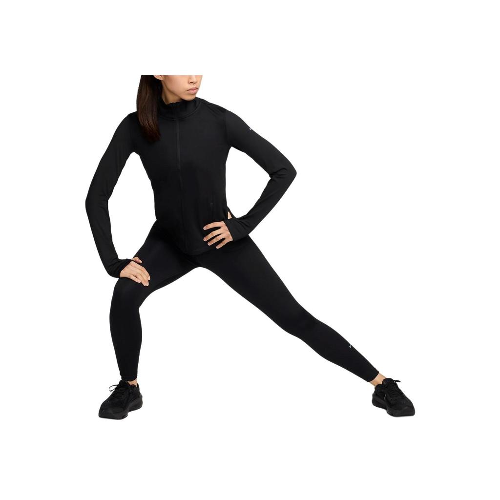 Nike Dry Fit Solid Color Casual Comfortable Quick-Dry Versatile Stand Collar Long Sleeve Jacket Women Jackets Black FV7952-010