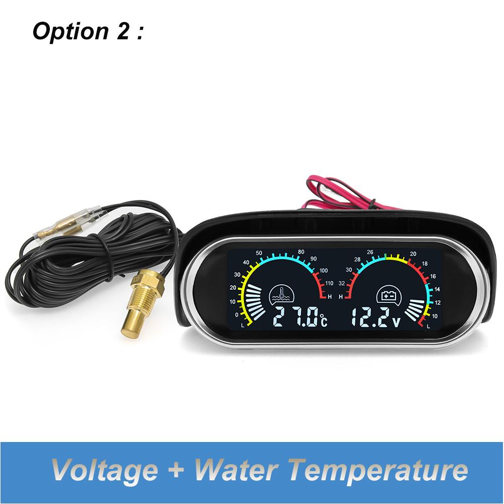 

2 в 1 автоматический цифровой измеритель температуры воды, вольтметр и манометр давления масла, вольтметр с датчиками 1/8NPT для автомобиля, грузовика 12 В 24 В