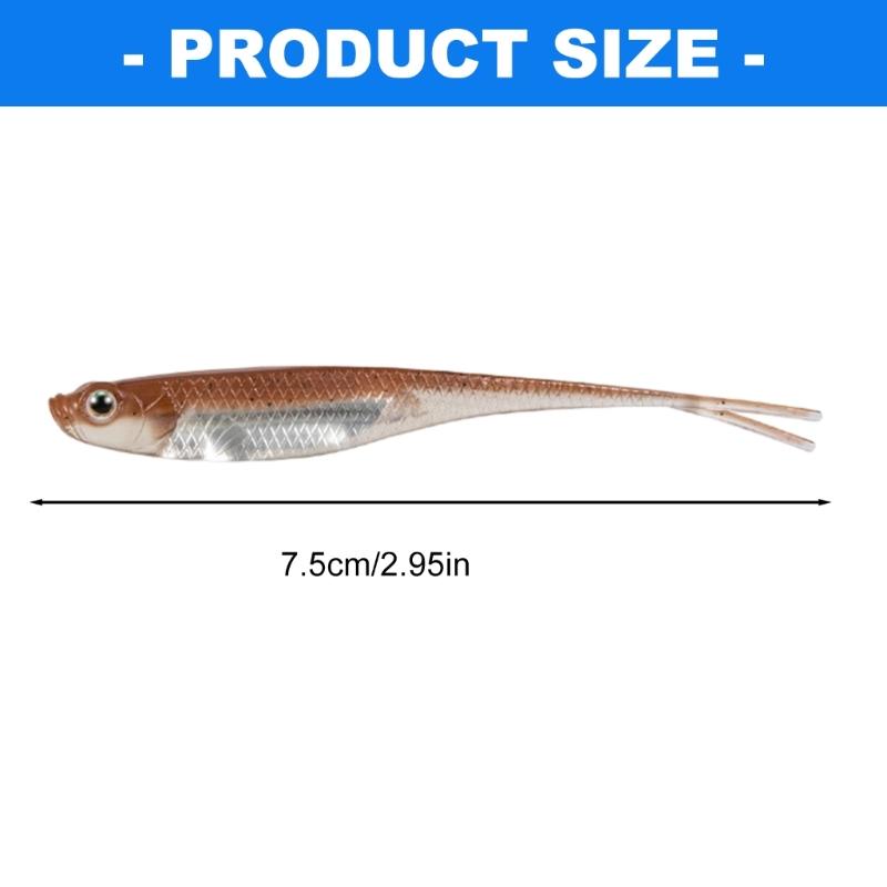 6Pcs Soft Lures Floating Baits Artificial Swimbaits Fork Tail Swimbaits Lures Soft Artificial Baits Fishing Lures