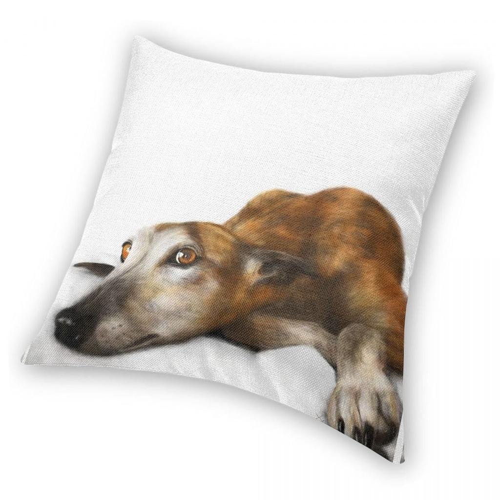 Lazy Brindle Greyhound Square Pillowcase Polyester Linen Velvet Pattern Zip Throw Pillow Case Sofa Cushion Cover 45X45