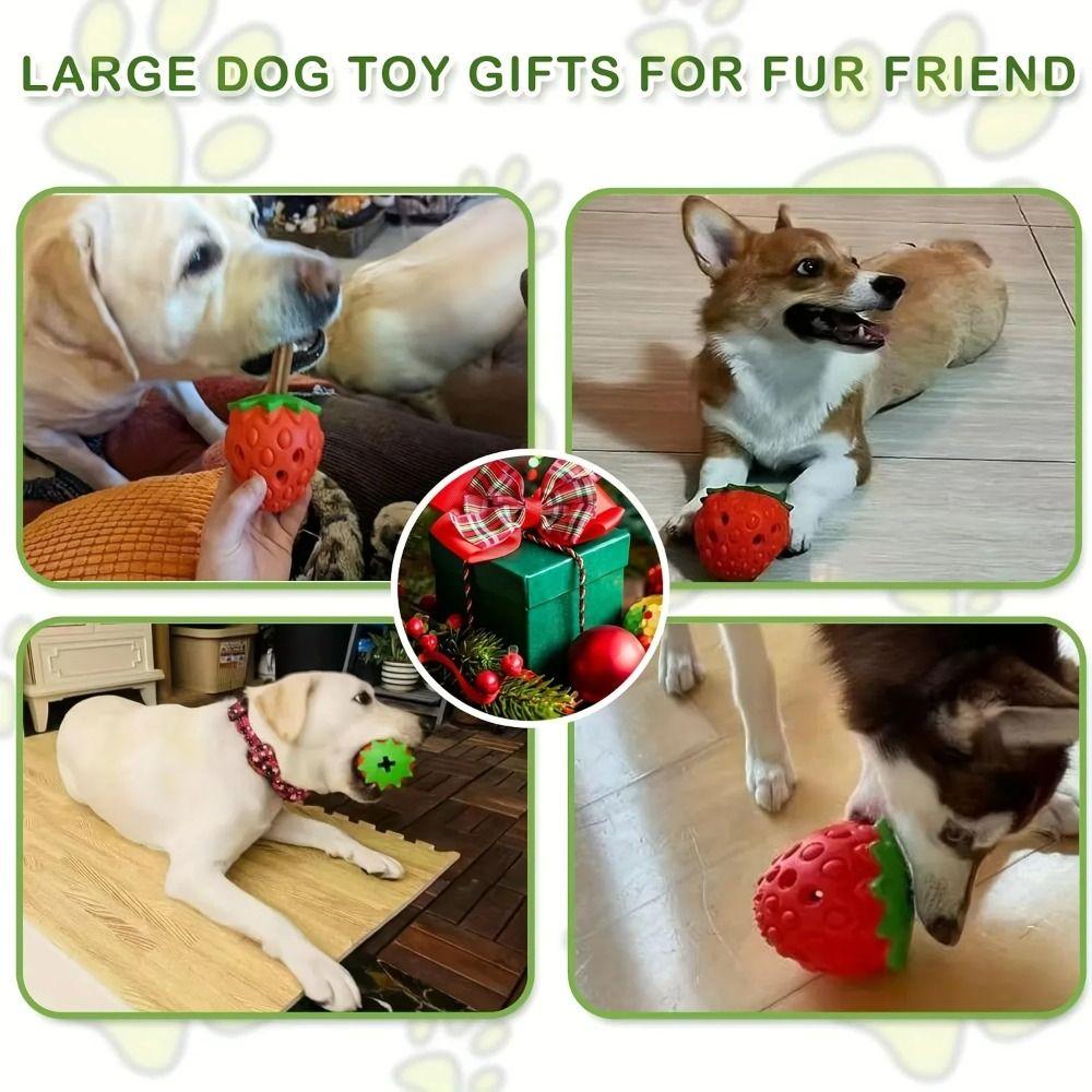 Tooth Cleaning Dog Food Leaking Ball Strawberry Shaped Dog Grinding Teeth Toy Puzzle Toys