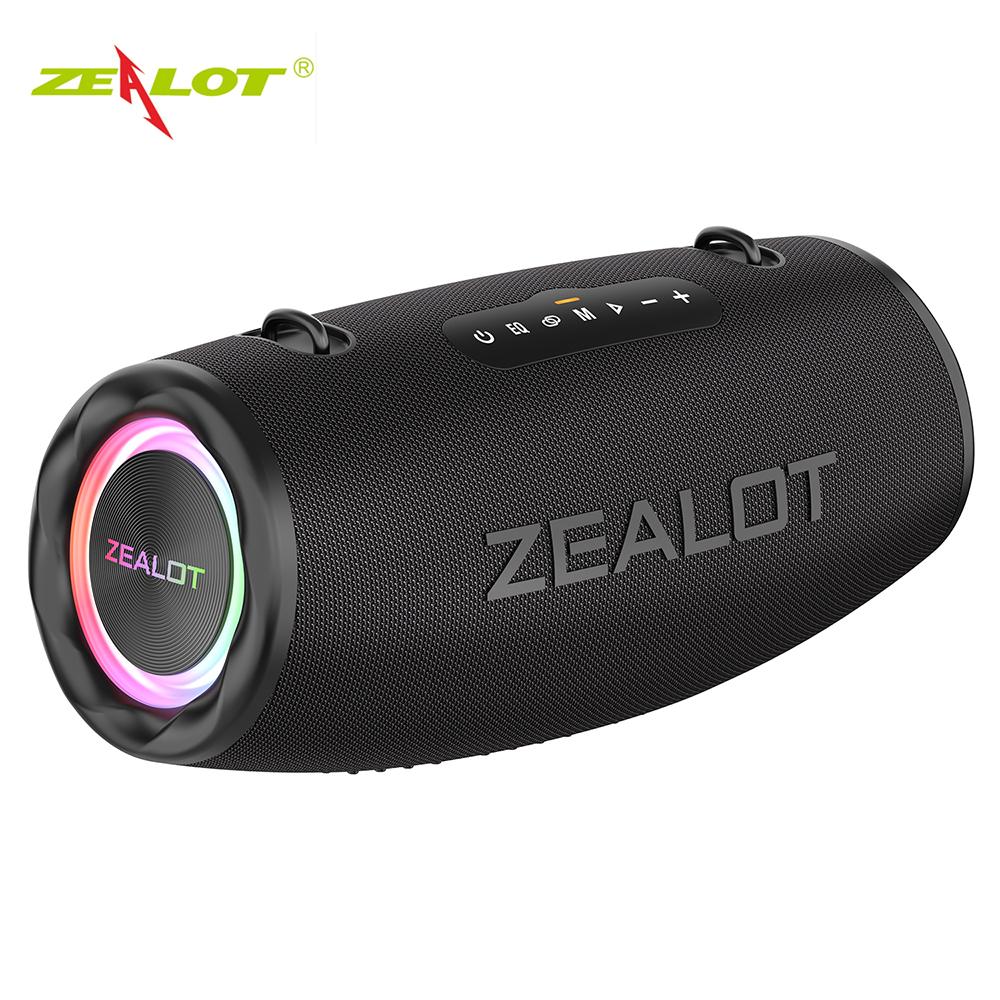 ZEALOT S87 BT Speaker Wireless Stereo Speaker with 80W Booming Sound LED Lights Waterproof Portable Speaker for