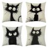 New Quirky Cat Linen Pillowcase, Simple Four-piece Set with Labels