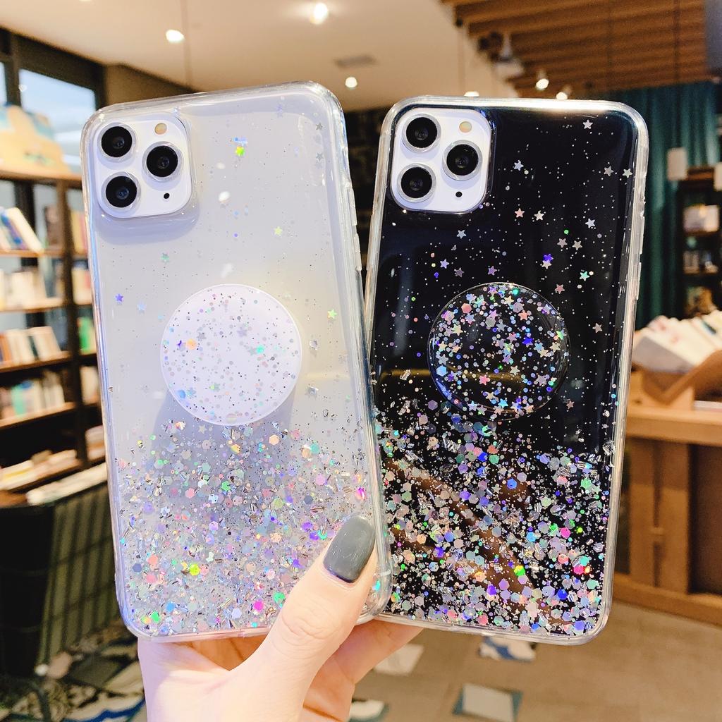 Star glitter Epoxy is suitable for Apple 13 mobile phone pro max iPhone12 mobile phone case 14-color female bracket.