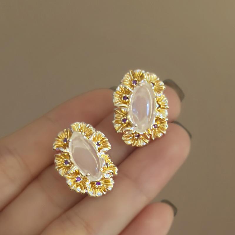 Oval Stud Earrings Women's Elegance Niche Design Sense Earrings Fashion Temperament Earrings Niche High Sense