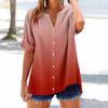 Women's loose printed stand collar short-sleeved cotton and linen top