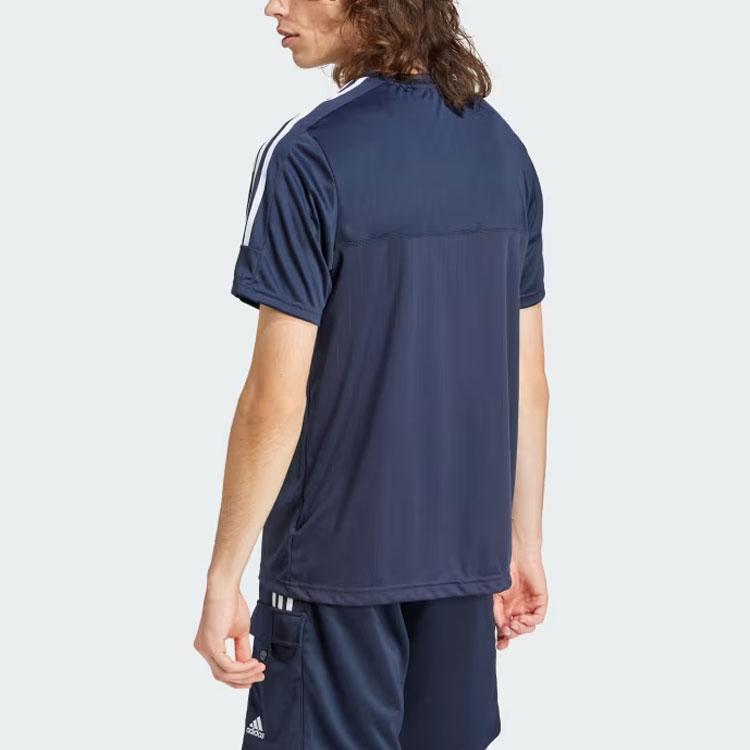 Adidas Three Stripes Color Block Letter Print Crew Neck Short Sleeve T-Shirt Men Tops Dark-Blue IS1501