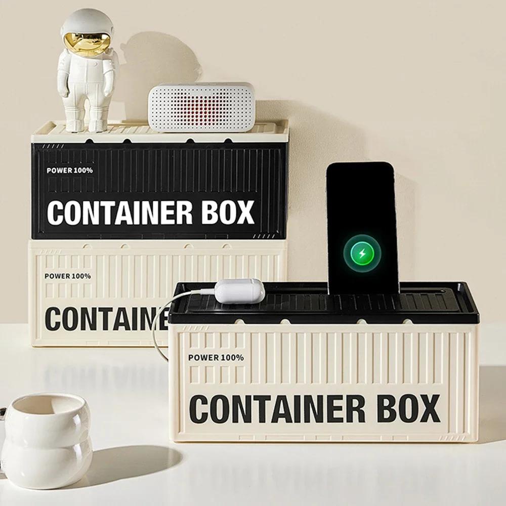 Caja de Gestión de Cables con Tapa Caja Organizadora de Cables Grande Caja Oculta Cables para Ocultar Protector contra Sobretensiones para Soporte de Regleta en Casa