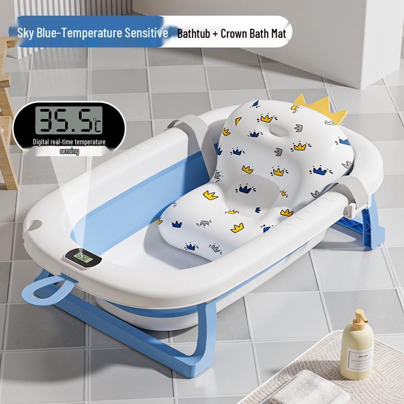 Foldable Baby Bathtub - Large, Sit or Lie for Kids, Newborn Bath Essentials for Home Use